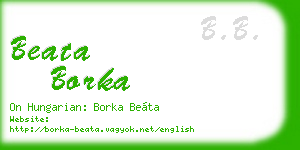 beata borka business card